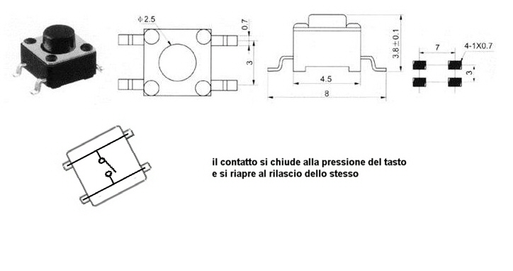 5 Pulsanti Tattili SMD 3x4x2mm - Micro Switch PCB 4 Pin - Per Circuiti Elettronici - Foto 6